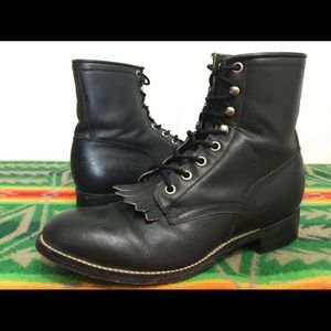 Justin black lace up boots